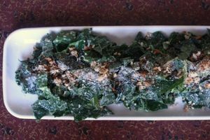 Vegetarian Kale Caesar Salad With Roasted Garlic Dressing