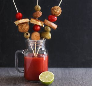 Vegetarian loaded Bloody Mary brunch