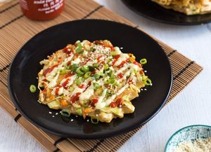 Vegetarian okonomiyaki (Japanese cabbage p