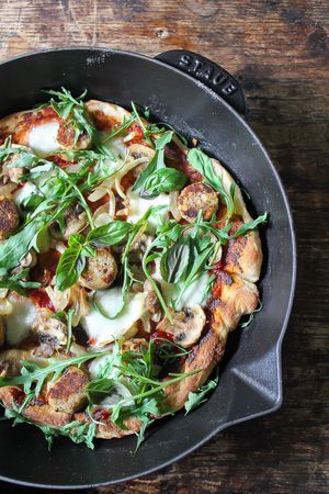 Vegetarian Sausage Skillet Pizza