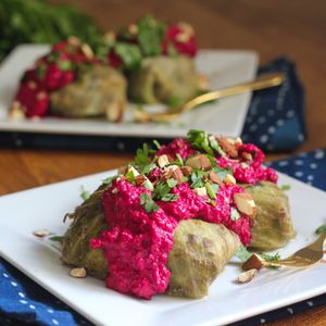 Vegetarian Stuffed Cabbage with Creamy Bee