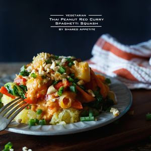 Vegetarian Thai Peanut Red Curry Spaghetti