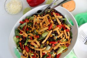 Vegetarian Tostada Salad with Creamy Chipo